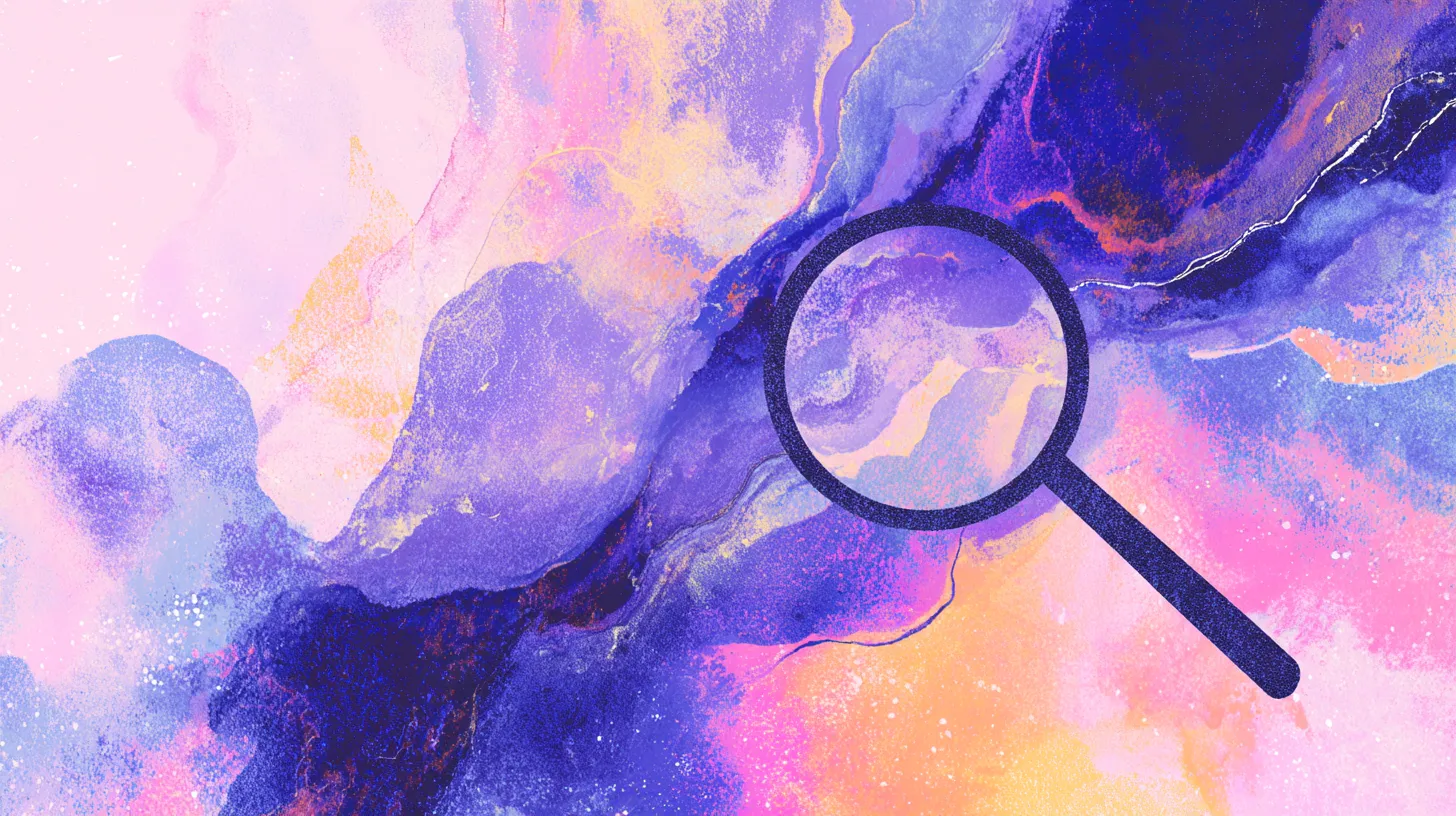 A magnifying glass searching an abstract background